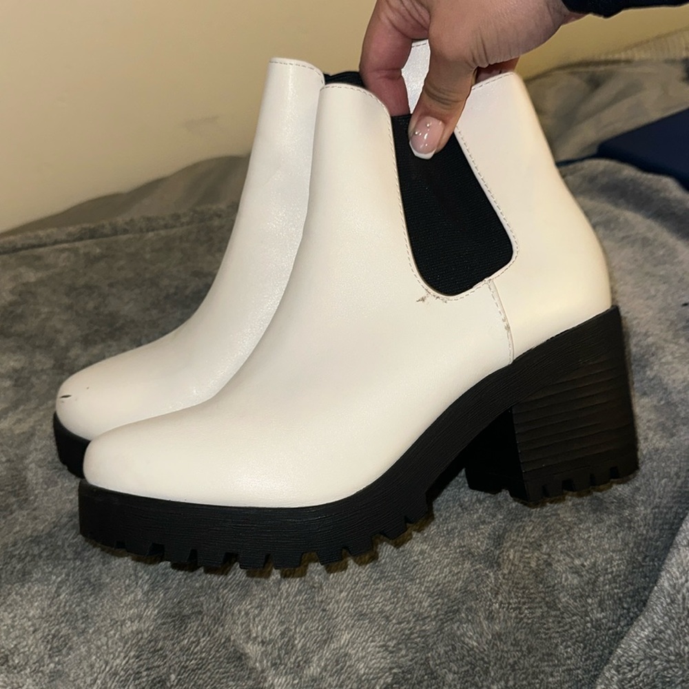 White and Black Boots